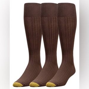 Gold Toe Canterbury Brown Dress Socks 3-Pack Men’s Crew Ribbed